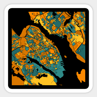 Halifax Map Pattern in Orange & Teal Sticker